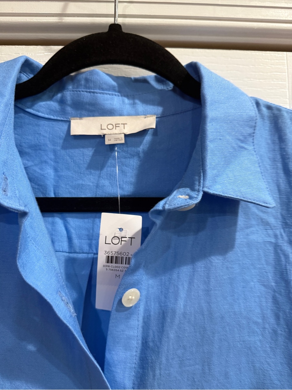 LOFT Light Blue long sleeves Linen  Button-Up Shirt Dress - Picture 5 of 10
